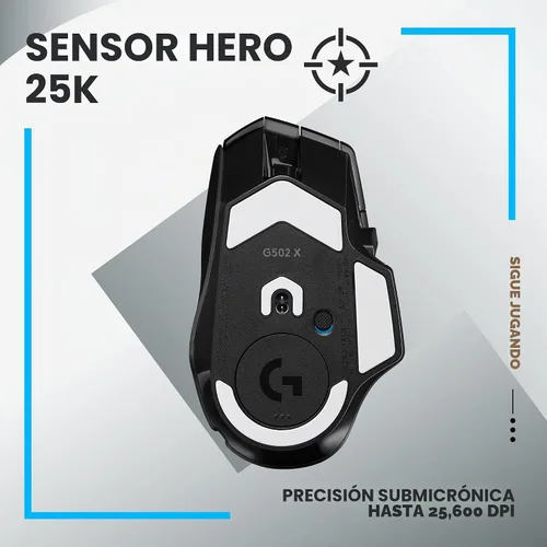 Vista 4 de Logitech G 502 X Lightspeed - Mouse inalámbrico para juegos + alfombrilla de mouse de carga inalámbrica Powerplay 2, color negro