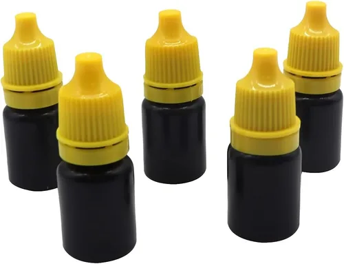 Vista 9 de Snadulor 60 botellas vacías de plástico negro con gotero exprimible de 0.2 fl oz con tapa protectora, botella de gotas para los ojos (tapa verde)