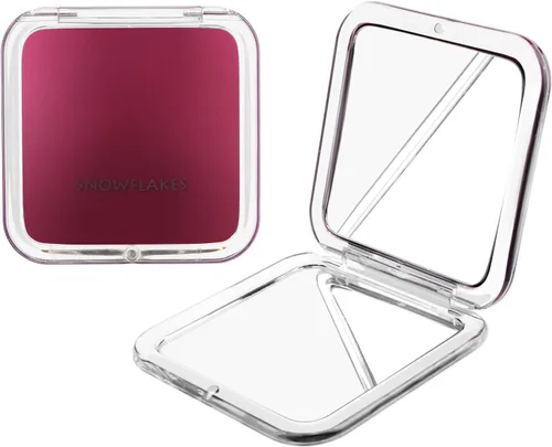Vista 7 de Espejo compacto de aumento de viaje, espejo de bolsillo pequeño con copos de nieve, espejo cosmético de aumento 1x/15x, portátil de mano para viajes