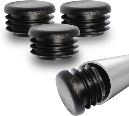 Vista 10 de Prescott Plastics Tapones de plástico acanalados de 1/2 pulgada (0.500 in) de diámetro exterior, tapas redondas de tubo de metal negro, inserciones
