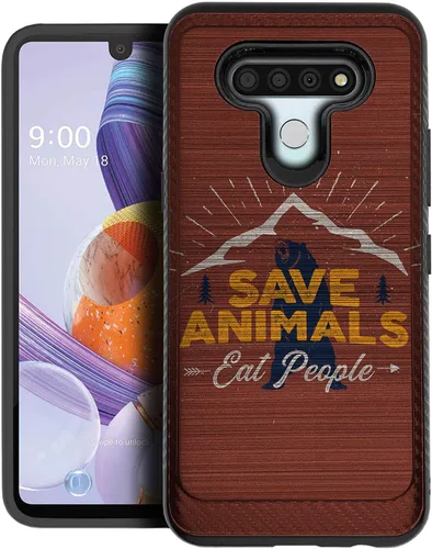 Vista 21 de CasesOnDeck - Carcasa compatible con LG K51 / LG Reflect/LG Q51 [armadura cepillada] resistente protección negro mate (ancla)