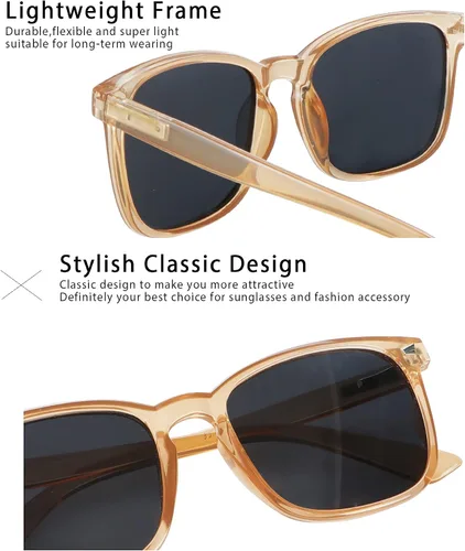Vista 4 de YEIN 3 Pack Sunglasses for Men and Women, UV Protection Outdoor Glasses Vintage Square Full Frame