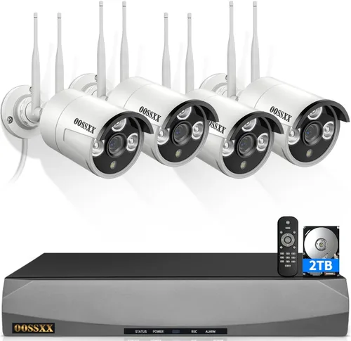 Vista 13 de OOSSXX (Monitor IPS HD) Antenas duales Wi-Fi mejorado AI Detectado por humanos Sistema de cámara de seguridad inalámbrica para exteriores