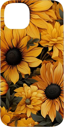 Vista 14 de iPhone 14 Flores de girasol hermoso floral amarillo patrón patrón caso
