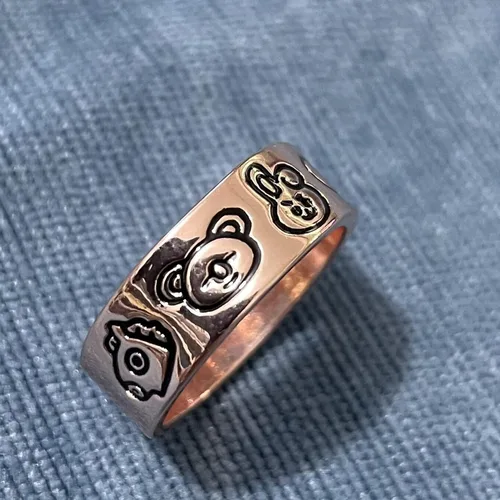 Vista 3 de Mshion Juego de anillos, anillos para mujeres y hombres, anillos geniales con cadena de acero inoxidable, regalos navideños, Metal no precioso., Sin