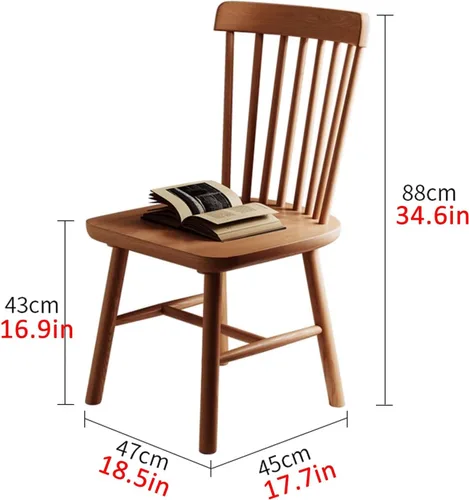 Vista 3 de JKGHK - Sillas de comedor de madera, sillas de cocina sin brazos, silla lateral de sala de estar con respaldo hueco a rayas, silla de comedor