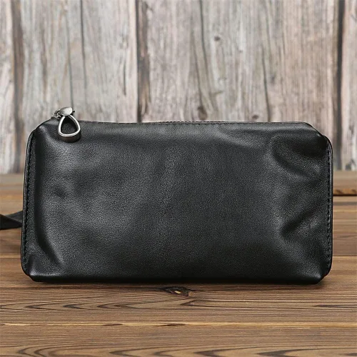 Vista 2 de PDGJG Bolso de mano de cuero suave para hombre bolso de mano largo de moda casual bolsa de teléfono de negocios color A tamaño 39 x 16 x 79in