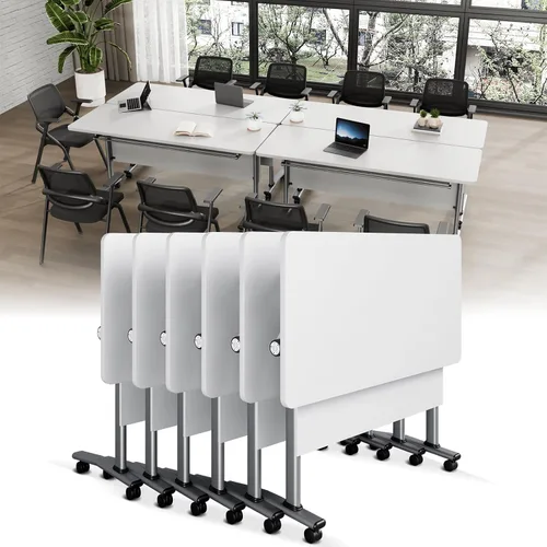 Vista 56 de Folding Conference Table with Wheels, Modular Foldable Conference Room Training Tables for Training Rooms, Flip Top Mobile Rolling Meeting Seminar