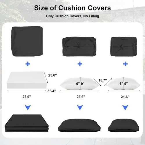 Vista 3 de ALAULM 11 fundas de cojín de repuesto, impermeables y a prueba de salpicaduras, para muebles de exterior, con cremalleras, solo fundas