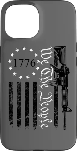 Vista 6 de iPhone 16 We The People - Funda patriótica con la bandera de Estados Unidos AR15 Pro Guns