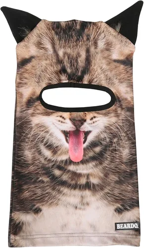 Vista 6 de BEARDOWEAR - Máscara de esquí unisex con impresión realista con cabeza de gato feliz, pasamontañas