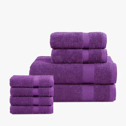 Vista 2 de Juego de toallas de 8 piezas, ultra suave, 100% algodón puro, 2 toallas de baño grandes de 28 x 56 pulgadas, 2 toallas de mano para baño de 16 x 26