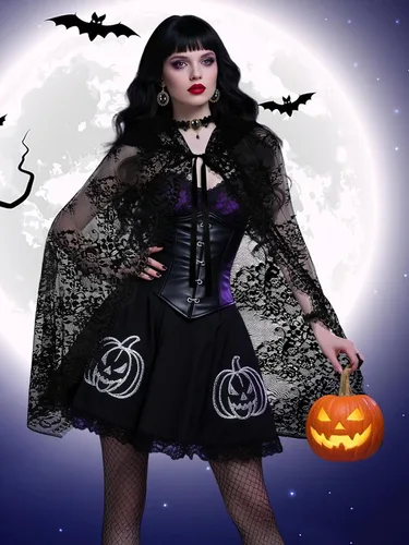 Vista 7 de Disfraz de bruja de Halloween, capa negra con capucha para mujer Gargantilla gótica, pulseras de encaje, pendientes, capa corta gótica, capa