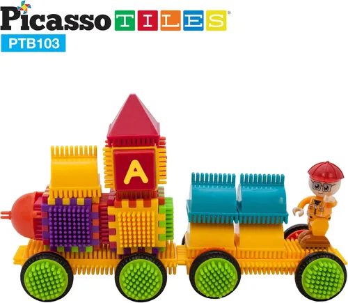 Vista 5 de Picasso Toys PTB103 - Bloques con forma de bloque de erizo, juego de azulejos de construcción, juguete de aprendizaje apilable, bloque educativo