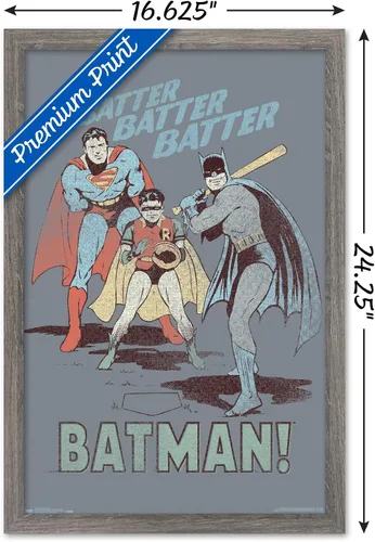 Vista 3 de Trends International DC Comics - Póster de Batman - Robin - Superman - Batter Wall Poster, 14.725 x 22.375 pulgadas, versión enmarcada de madera