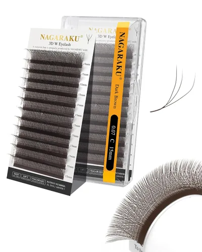 Vista 21 de NAGARAKU Extensiones de pestañas prefabricadas en abanico 3D W 0.05 C 0.315 0.05-C 3D W