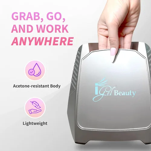 Vista 5 de iGel Beauty Hybrid PRO 2.0 Lámpara de uñas UV/LED – Secador de uñas inalámbrico recargable de 48 W, secado a mano completo, sensor de movimiento