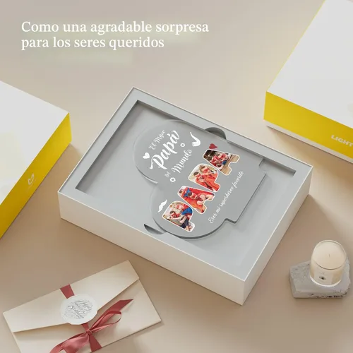 Vista 5 de Bemaystar Regalos para papá, regalos personalizados para el día del padre de hija, hijo, esposa, luz nocturna LED acrílica con imagen, regalos