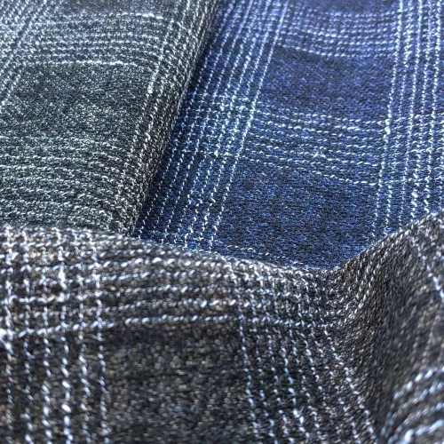 Vista 2 de Tela de lino verde a cuadros de tweed de doble cara, tela de alta calidad, material duradero para costura, manualidades y decoración del hogar
