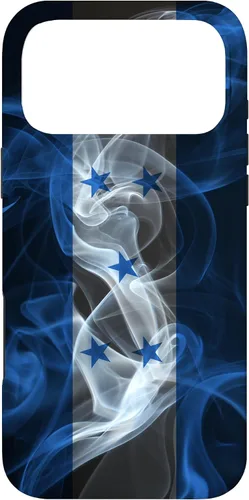 Vista 22 de iPhone 16 Smoky Honduras Flag - Funda de orgullo hondureño estilo humo