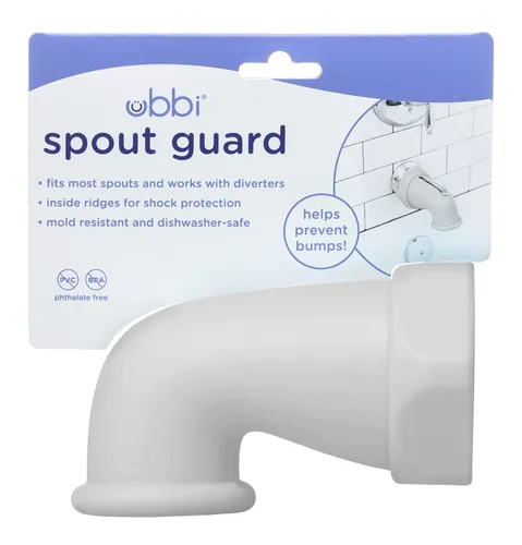 Vista 6 de Ubbi Cubierta protectora de boquilla de silicona para bañera, gris Protector de seguridad de silicona para grifo de seguridad para bebés y niños