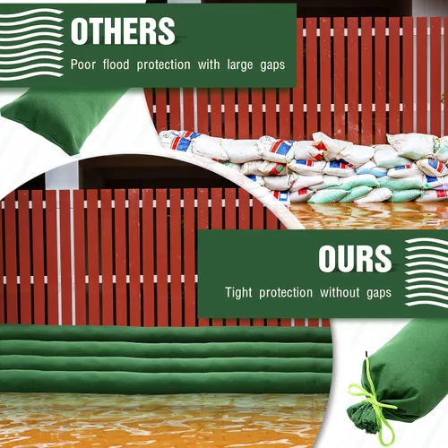 Vista 7 de Threan 4 Piezas Sacos de Arena Largos de Lona para Inundaciones Bolsas de Tubo de Arena Protección contra Inundaciones Engrosadas Reutilizables
