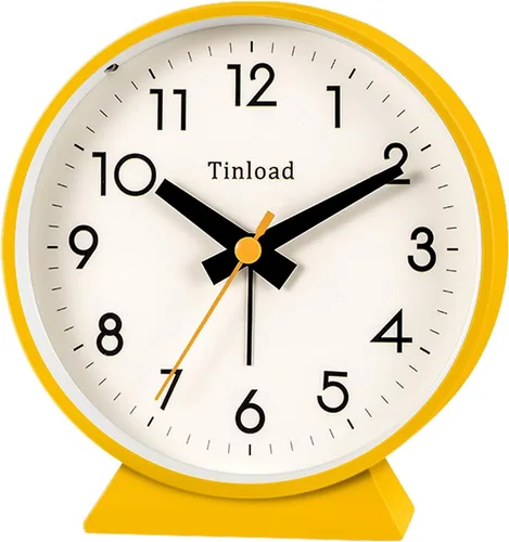 Vista 9 de Tinload Reloj despertador analógico retro antiguo de 4.5 pulgadas, funciona con pilas, pequeño reloj silencioso de mesita de noche, iluminado bajo