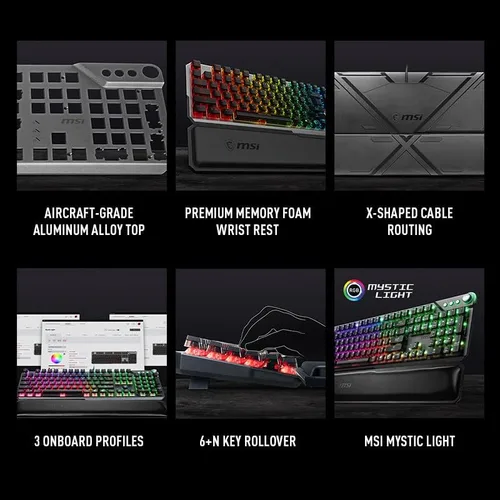 Vista 5 de MSI Vigor GK71 Sonic Blue EE.UU. Teclado mecánico RGB para juegos Sonic Blue Switch