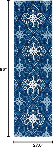 Vista 2 de SAFAVIEH Four Seasons Collection FRS232A - Alfombra de pasillo floral enganchada a mano, 2 pies 3 pulgadas x 8 pies, color azul marino/marfil