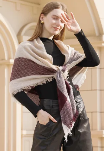 Vista 104 de Wander Agio - Bufanda envolvente con diseño a cuadros o triangular para mujer, cálida y larga, de punto, sensación de cachemira, chal