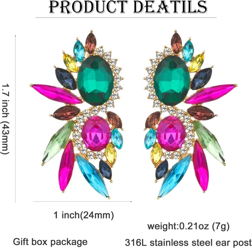 Vista 6 de Aretes colgantes vintage con diamantes de imitación para mujer