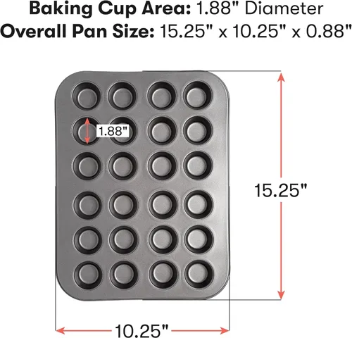 Vista 6 de Cooking Light Mini molde para muffins de acero al carbono con revestimiento de liberación rápida, antiadherente, apto para hornear, rendimiento