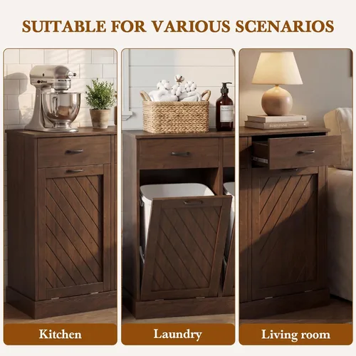 Vista 7 de njnj 2x13 Gallons Double Tilt Out Trash Can Cabinet Brown