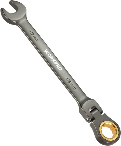Vista 30 de WORKPRO Llave combinada de trinquete de 1/2 pulgada SAE, CR-V construida con cromado pulido espejo, diseño de 12 puntos, desplazamiento de 15 grados