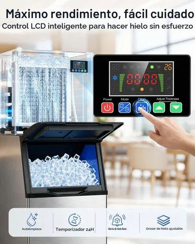 Vista 8 de Máquina de hielo comercial, 760 libras/24 horas con contenedor de Gris