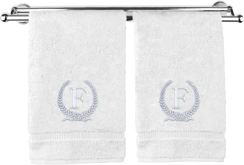 Vista 88 de Toalla de mano con monograma, regalo personalizado, 16 x 30 pulgadas, letra blanca bordada con diseño de corona en toalla negra, extra absorbente