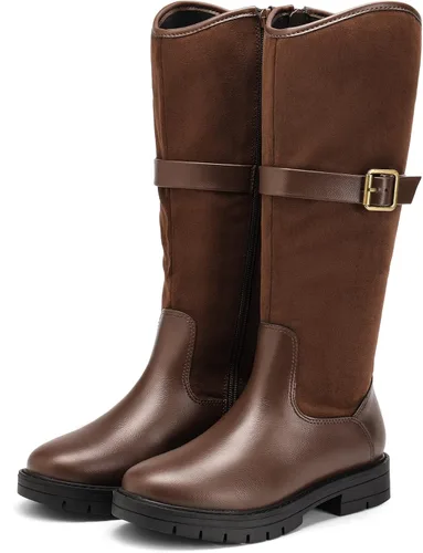 Vista 3 de DREAM PAIRS Botas de equitación de moda con hebilla alta para niñas pequeñas y grandes