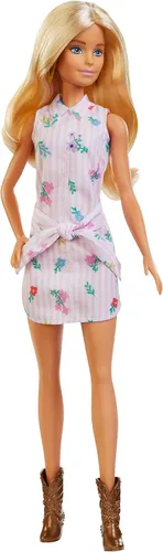 Vista 9 de Muñeca Barbie Extra y accesorios con aspecto brillante, cabello de fantasía rosa y morado y gorro de neón con cachorro mascota Blanco