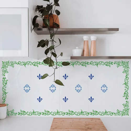 Vista 8 de INFUNLY 4 plantillas de esquina para pintar, plantillas de borde de flores vintage, plantilla cuadrada grande de azulejos de encaje, plantillas