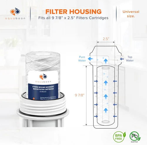 Vista 2 de Aquaboon Cartucho de filtro de agua para heridas de cuerda, filtro de agua de 10 micrones para toda la casa, 10 x 2.5 pulgadas, repuesto para filtro