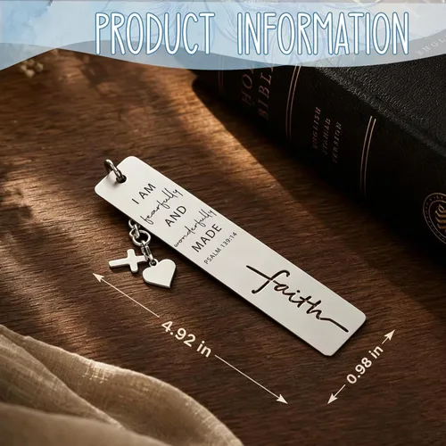 Vista 2 de Christian Self-Worth Bookmark, Inspirational Faith Gift with Psalm 139:14 Scripture, Spiritual Reading Accessory for Religious Book Lovers &