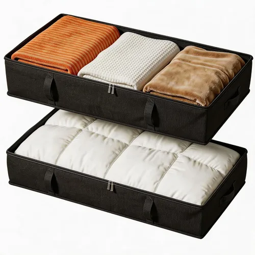 Vista 11 de Vailando Contenedores de almacenamiento para debajo de la cama, 6 pulgadas de alto y 60 litros debajo de la cama con asas resistentes y paredes