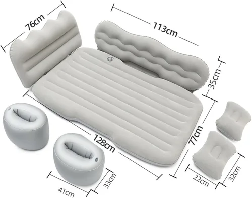 Vista 2 de Cama inflable para coche con inflado rápido para SUV, camping, resistente al agua, 50.4 in, cama de aire ergonómica para coche