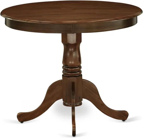 Vista 4 de East West Furniture ANDA5-AWA-12 - Juego de mesa de cocina de 5 piezas, incluye una mesa de comedor redonda con pedestal y 4 sillas Parson tapizadas