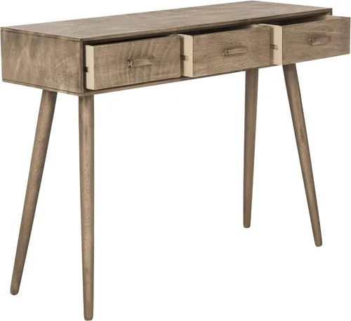 Vista 12 de Safavieh Home Albus Mid-Century - Mesa consola moderna de 3 cajones color negro
