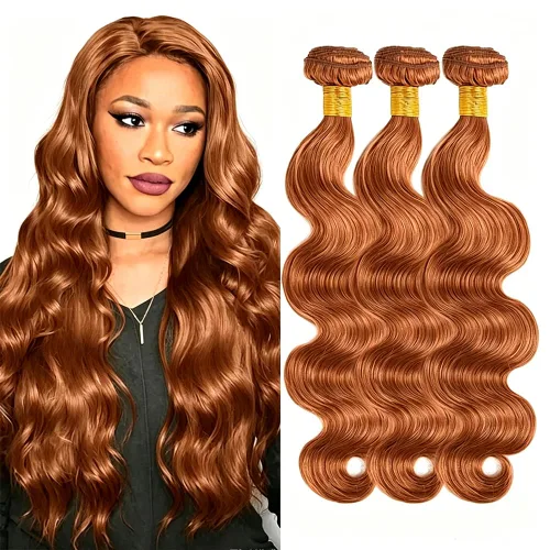Vista 115 de P4613 Cabello humano rizado onda profunda marrón y paquetes mixtos 8 10 12 P4613 Ombre Marrón-Rubio-DP