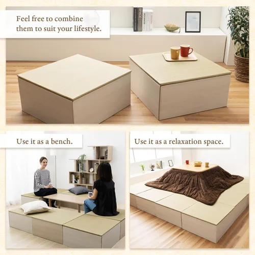 Vista 5 de BJDesign - Plataforma cuadrada para banco de tatami, parte superior de hierba Igusa Rush, 1 juego natural