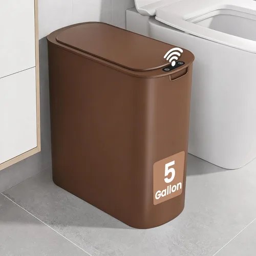 Vista 12 de TIPGO - Bote de basura automático de 5 galones con tapa, negro, sin contacto Motion Sensor, Slim Smart Garbage Bin, Plastic Wastebasket, Battery