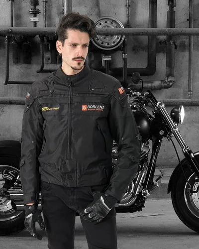 Vista 3 de BORLENI Chaqueta para motociclista, resistente al viento, equipo de protección de todo el cuerpo para motociclista Negro