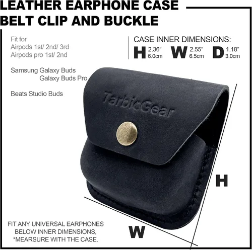Vista 2 de Funda para Airpod con clip para cinturón, funda de cuero universal para Airpod Pro, Samsung Galaxy Buds y Beats Studio Buds, bolsa de cuero real